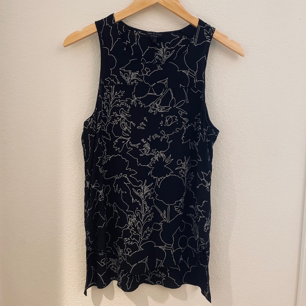 RAG & BONE Patricia 100% Silk Sleeveless Tunic Top